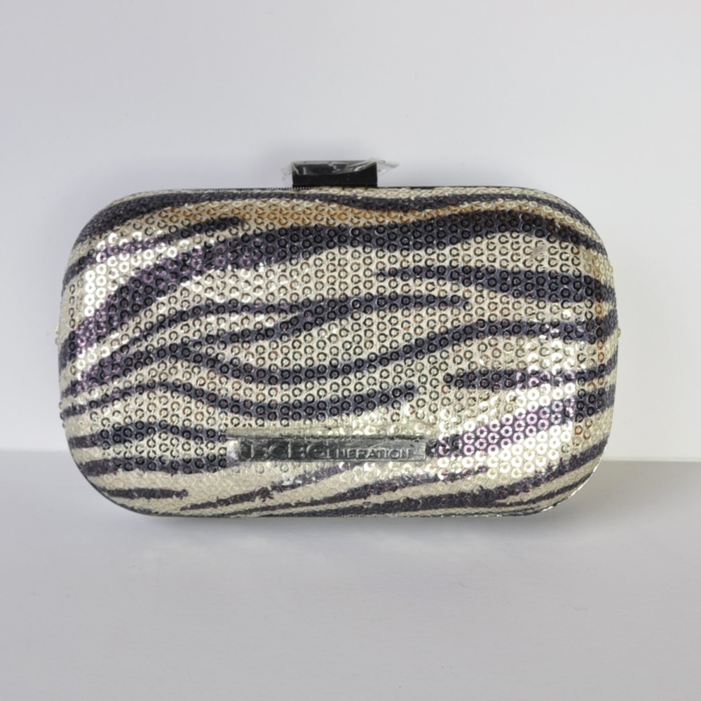 Bcbg Zebra Metallic Shimmer Purse Gold Sequin Bag